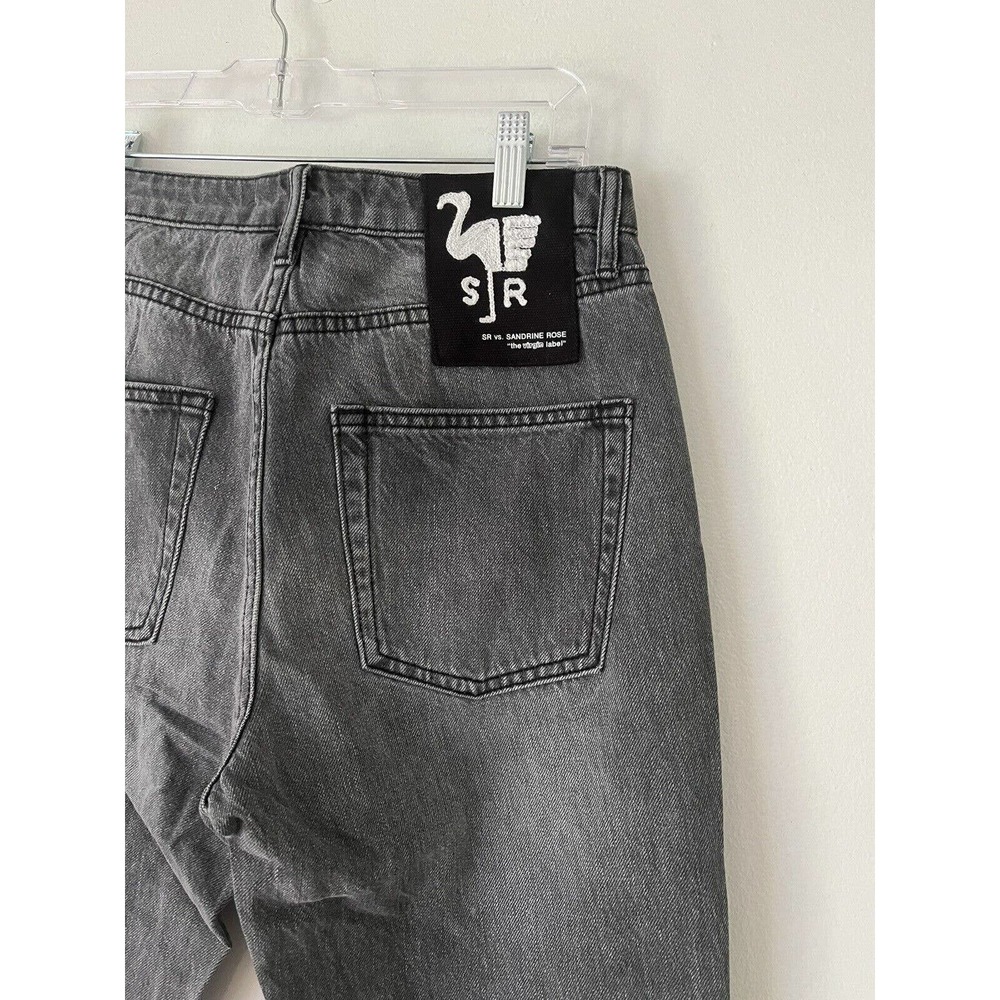 NWT Free People x Sandrine Rose Black Destroyed Rain Straight Leg Jeans Size 26 - Picture 5 of 8